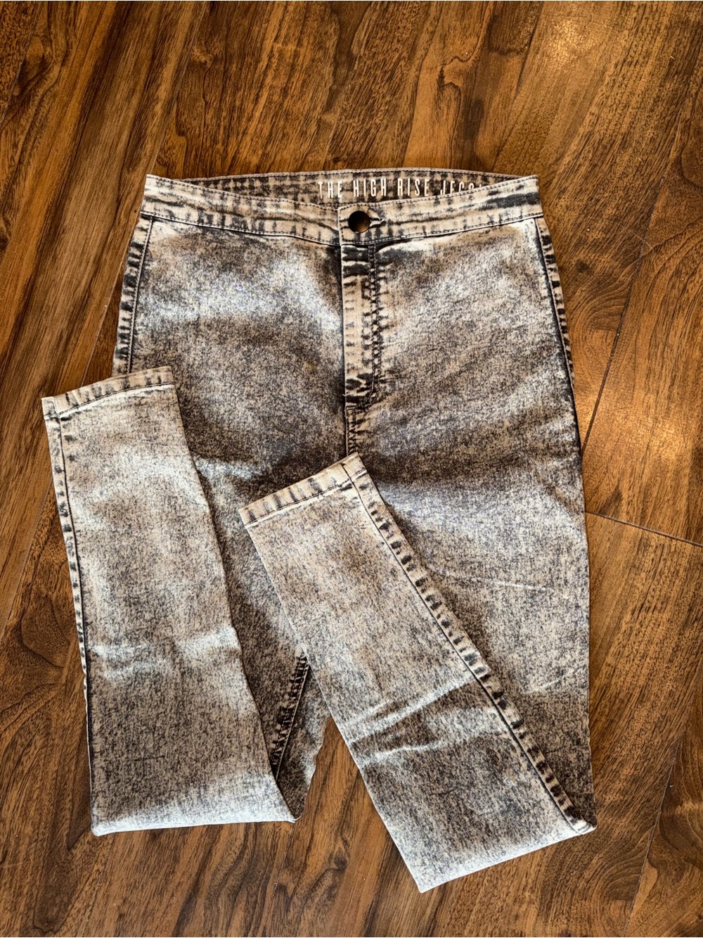 Cotton On High Rise Acid Wash Jeggings - Black and Gray